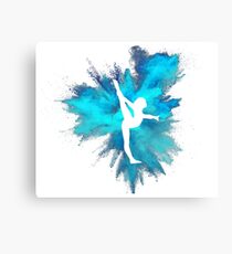 Gymnast Silhouette - Blue Explosion Canvas Print