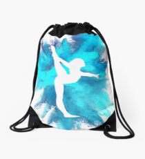 Gymnast Silhouette - Blue Explosion Drawstring Bag