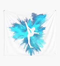 Gymnast Silhouette - Blue Explosion Wall Tapestry