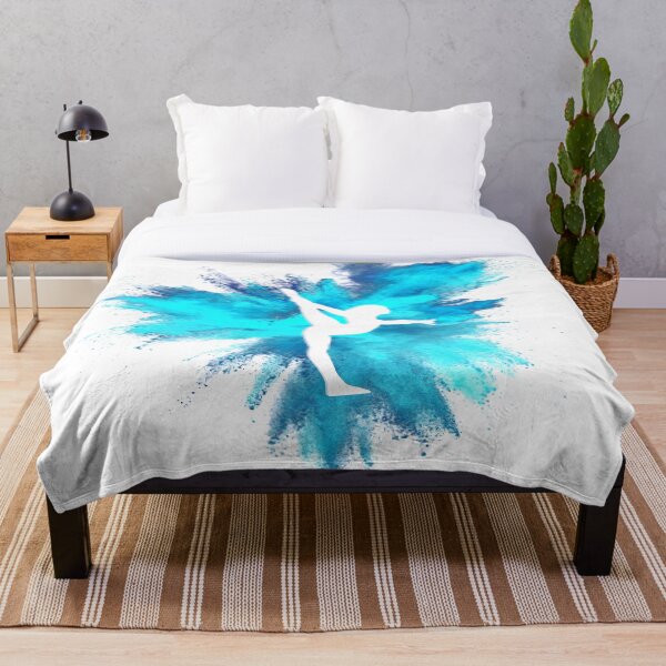 Gymnast Silhouette - Blue Explosion Throw Blanket
