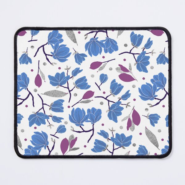 Item preview, Berry Blue Magnolia Pattern with Silver Accents designed and sold by dKarthdesign.