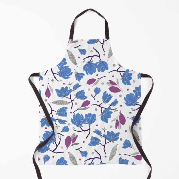 Item preview, Berry Blue Magnolia Pattern with Silver Accents designed and sold by dKarthdesign.