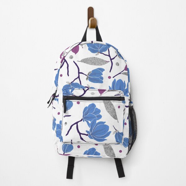 Item preview, Berry Blue Magnolia Pattern with Silver Accents designed and sold by dKarthdesign.