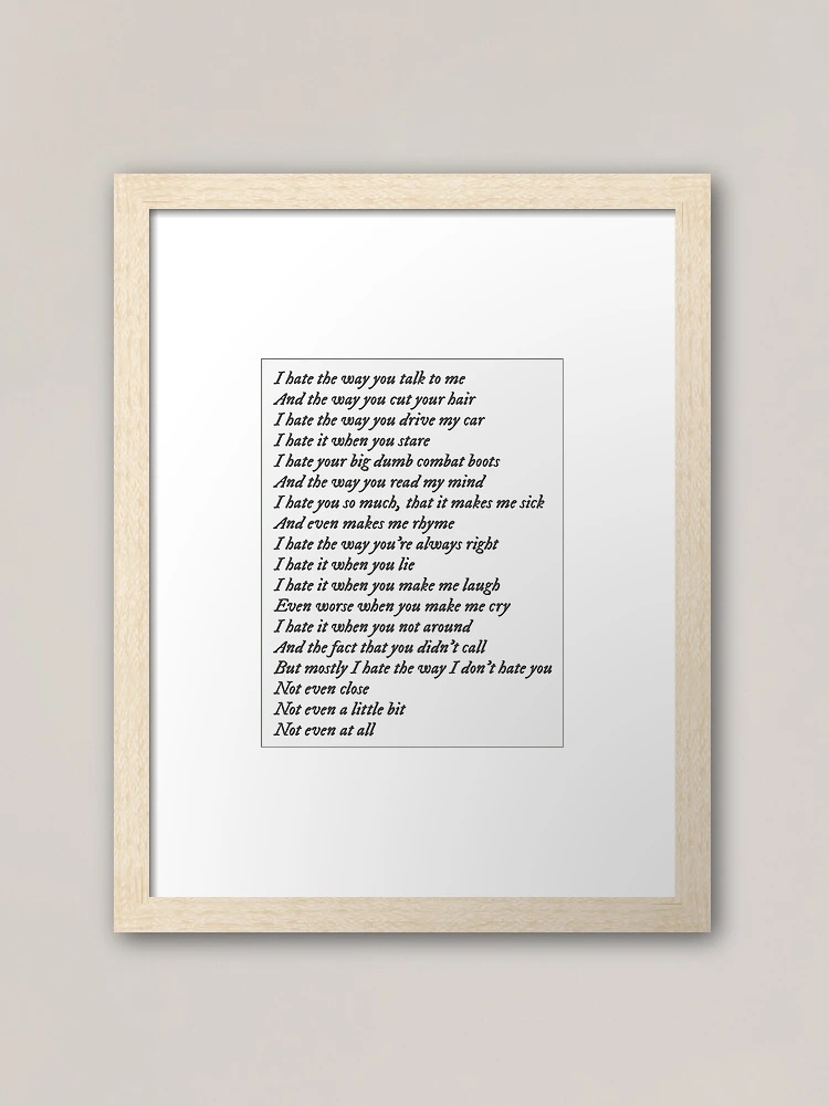 10 Things I Hate About You Poem Art Print by gabyschw - X-Small