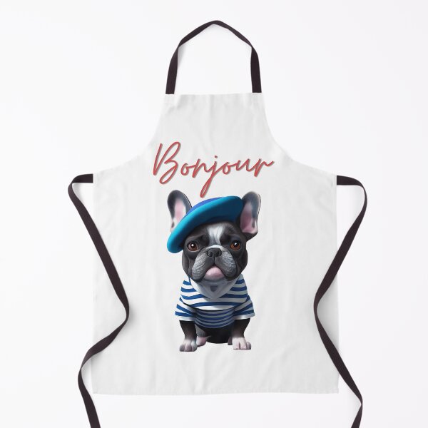 Artikelvorschau, Französische Bulldogge mit französischem Outfit Bonjour entworfen und verkauft von The-Vault.