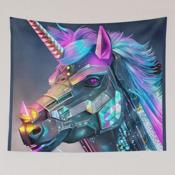 Item preview, Cosmic turquoise-pink Unicorn robot designed and sold by Olga Nagornaya.