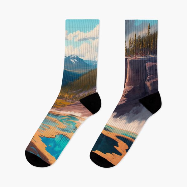 Item preview, Yellowstone National Park 02 | Colorful Cartoon Landmarks Landscapes designed and sold by Sunchaser World.