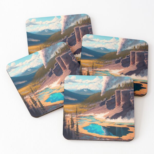 Item preview, Yellowstone National Park 02 | Colorful Cartoon Landmarks Landscapes designed and sold by Sunchaser World.