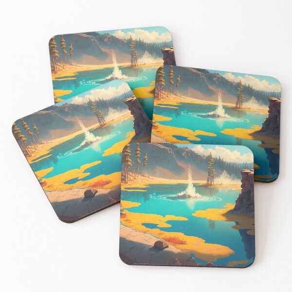 Item preview, Yellowstone National Park 03 | Colorful Cartoon Landmarks Landscapes designed and sold by Sunchaser World.