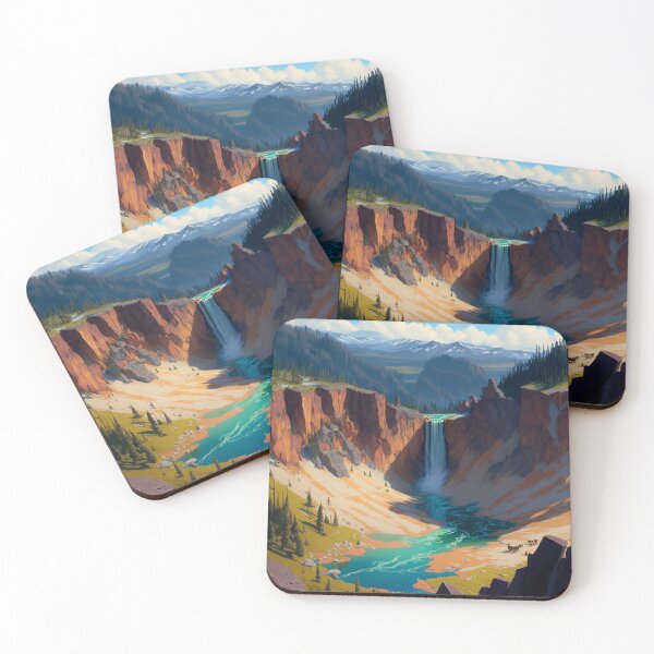 Item preview, Yellowstone National Park 05 | Colorful Cartoon Landmarks Landscapes designed and sold by Sunchaser World.