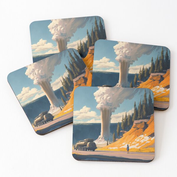 Item preview, Yellowstone National Park 06 | Colorful Cartoon Landmarks Landscapes designed and sold by Sunchaser World.