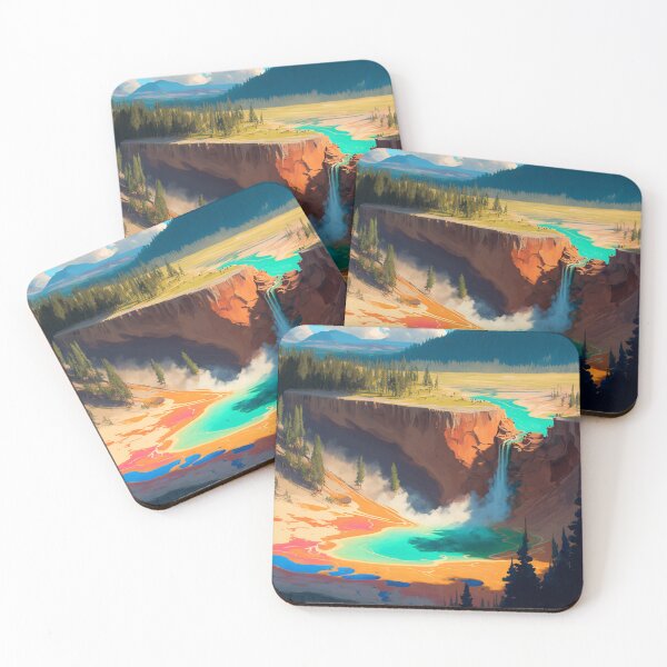 Item preview, Yellowstone National Park 07 | Colorful Cartoon Landmarks Landscapes designed and sold by Sunchaser World.