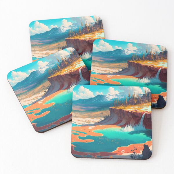 Item preview, Yellowstone National Park 08 | Colorful Cartoon Landmarks Landscapes designed and sold by Sunchaser World.