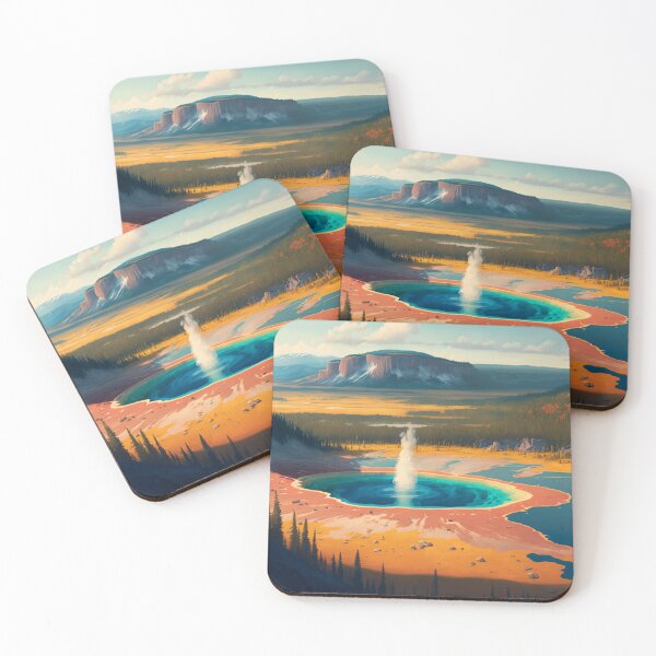 Item preview, Yellowstone National Park 11 | Colorful Cartoon Landmarks Landscapes designed and sold by Sunchaser World.