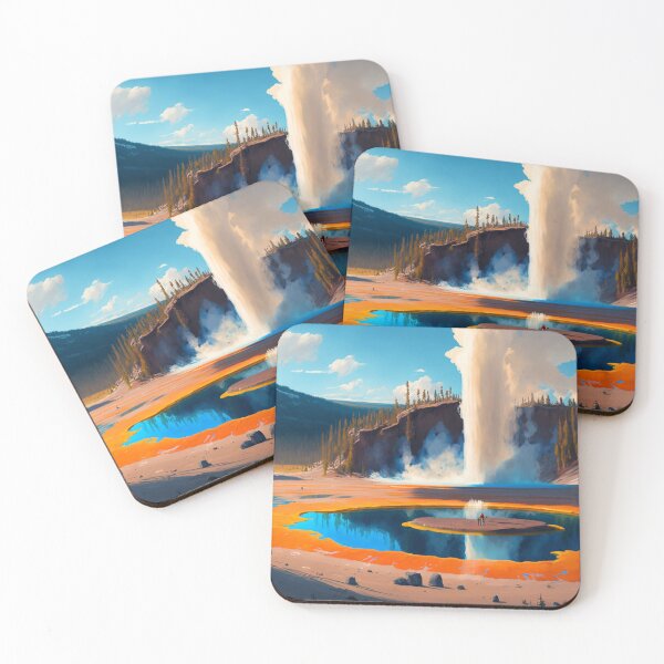 Item preview, Yellowstone National Park 09 | Colorful Cartoon Landmarks Landscapes designed and sold by Sunchaser World.