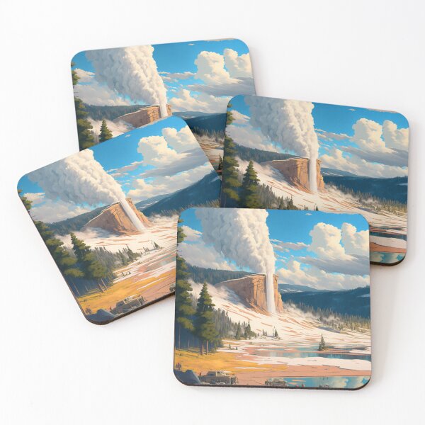 Item preview, Yellowstone National Park 10 | Colorful Cartoon Landmarks Landscapes designed and sold by Sunchaser World.