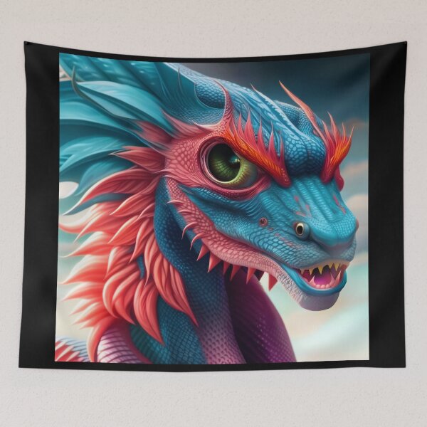 Item preview, Baby Blue Dragon with Pink Spikes and Big Green Eyes designed and sold by dragynrain.