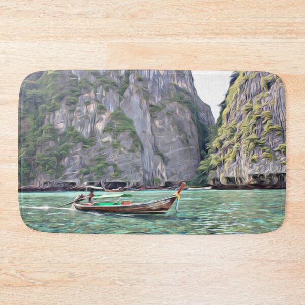 Item preview, Tropical Boat Sea Cliff Scene designed and sold by SankDesigns.
