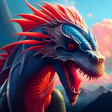 Artwork thumbnail, Blue Scaled Dragon with Orange Spikes by dragynrain