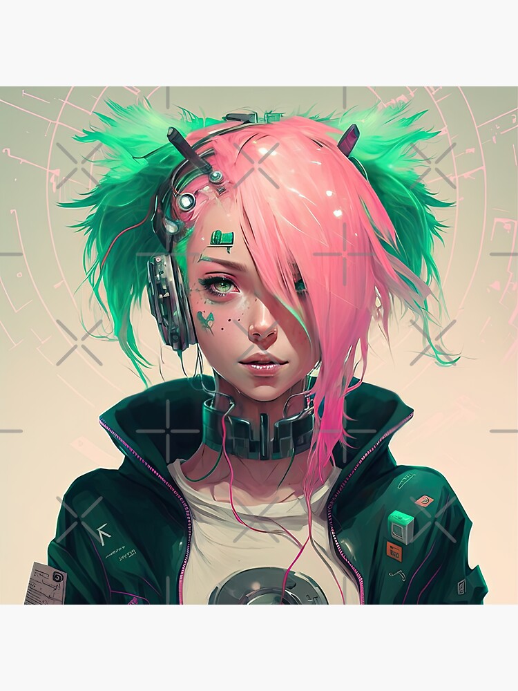 Cyberpunk Anime Girl - Futuristic Sci-Fi Design - Cyberpunk - Sticker