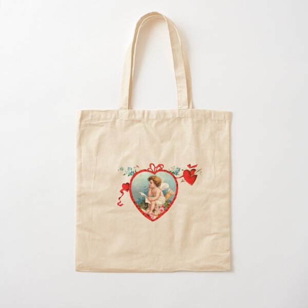 vintage cherub heart valentine Cotton Tote Bag