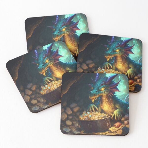 Item preview, Fantasy Dragon Guarding Treasure designed and sold by ArcaneVisions.