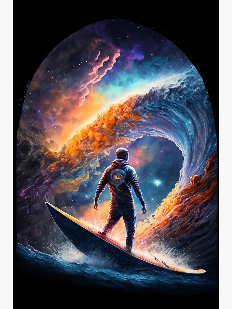 "Surfing the Galaxy" Sticker for Sale by NeoFuturismArt Redbubble