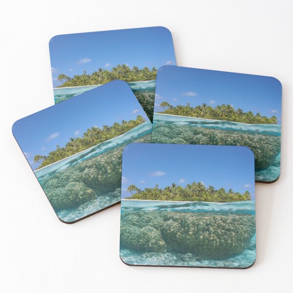 Item preview, Tropical island above and underwater with coral designed and sold by Seaphotoart.