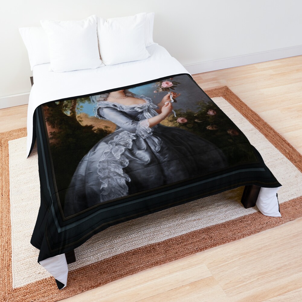 Marie Antoinette with a Rose by Elisabeth-Louise Vigée Le Brun Remastered Xzendor7 Classical Art Old Masters Reproductions Comforter
