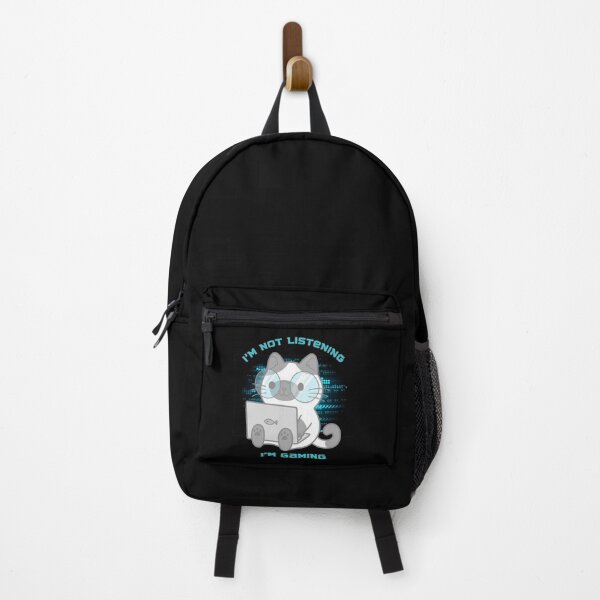 Item preview, Level Up Your Gaming Experience with I'm not Listening, I'm Gaming Cool Spotted Cat with Laptop on a Cyber Circuit Concept Background designed and sold by Mechanical-Artt.