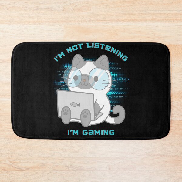 Item preview, Level Up Your Gaming Experience with I'm not Listening, I'm Gaming Cool Spotted Cat with Laptop on a Cyber Circuit Concept Background designed and sold by Mechanical-Artt.