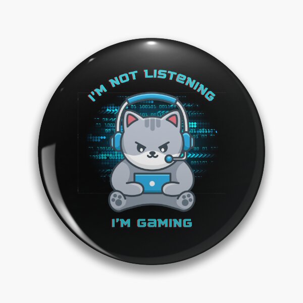 Item preview, Level Up Your Gaming Experience with I'm not listening, I'm Gaming Cool Grey Cat with Headphones on a Cyber Circuit Concept Background designed and sold by Mechanical-Artt.