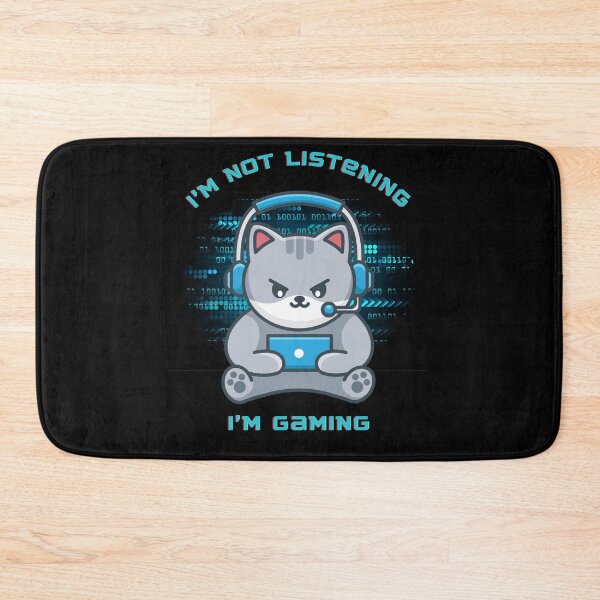 Item preview, Level Up Your Gaming Experience with I'm not listening, I'm Gaming Cool Grey Cat with Headphones on a Cyber Circuit Concept Background designed and sold by Mechanical-Artt.