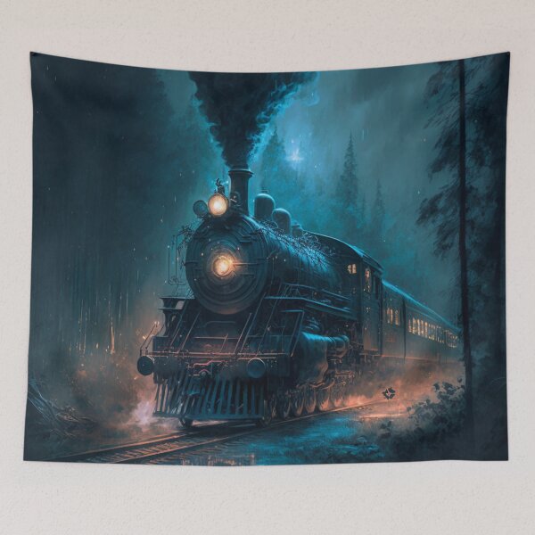Item preview, Train Going Through a Forest designed and sold by ArtMadeByAI.