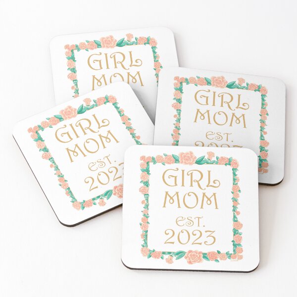 Item preview, Girl Mom est. 2023 - Girl Mom Gift - Gold & Roses Border - White designed and sold by EcoElsa.