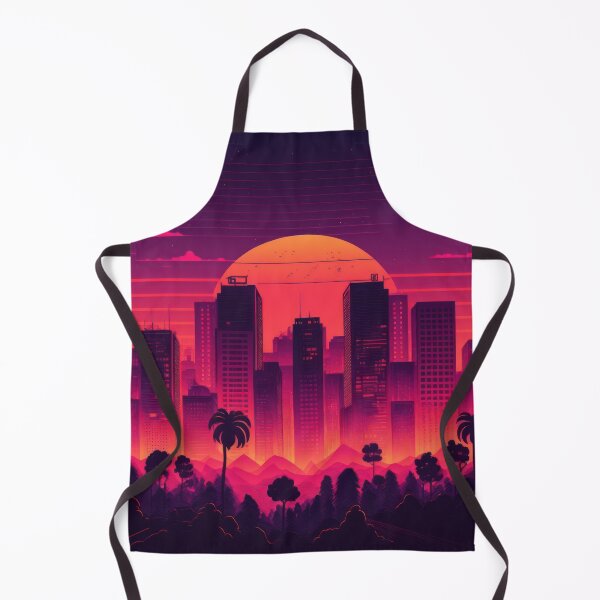 Item preview, Synth wave retro city landscape background at sunset designed and sold by Damian Sobczyk.