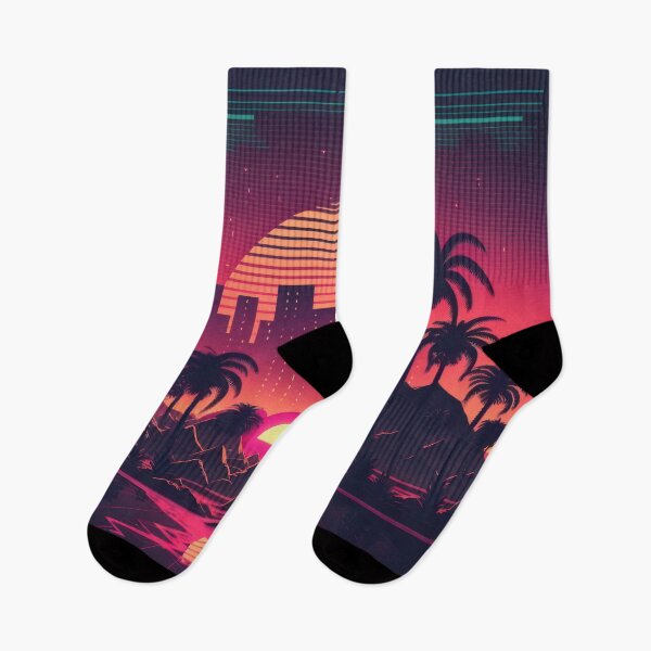 Item preview, Synth wave retro city landscape background at sunset designed and sold by Damian Sobczyk.