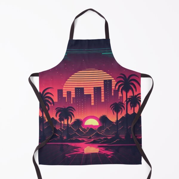 Item preview, Synth wave retro city landscape background at sunset designed and sold by Damian Sobczyk.