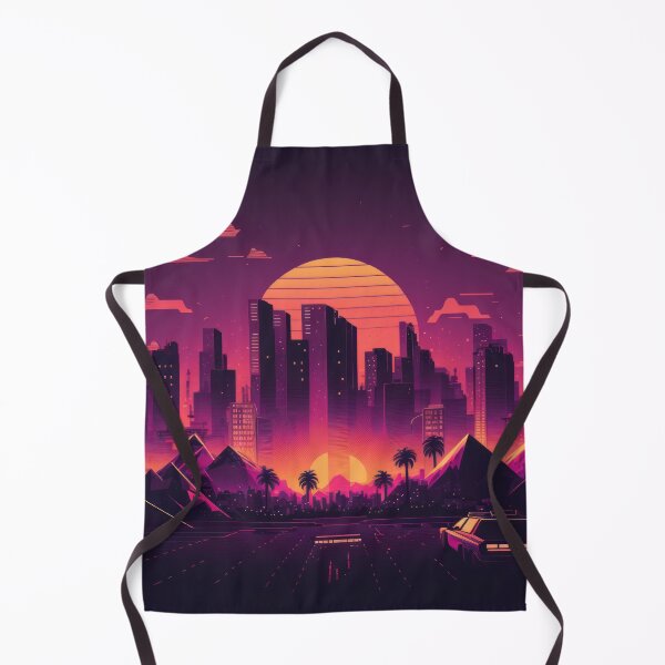 Item preview, Synth wave retro city landscape background at sunset designed and sold by Damian Sobczyk.
