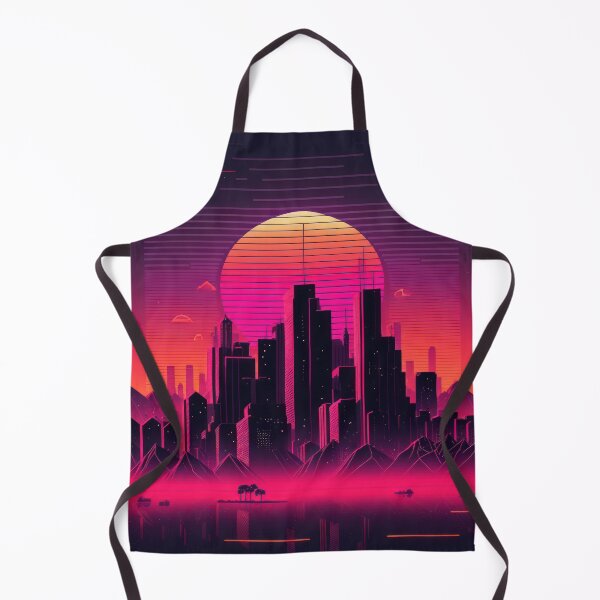 Item preview, Synth wave retro city landscape background at sunset designed and sold by Damian Sobczyk.