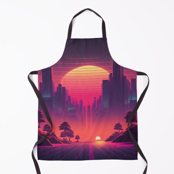 Item preview, Synth wave retro city landscape background at sunset designed and sold by Damian Sobczyk.