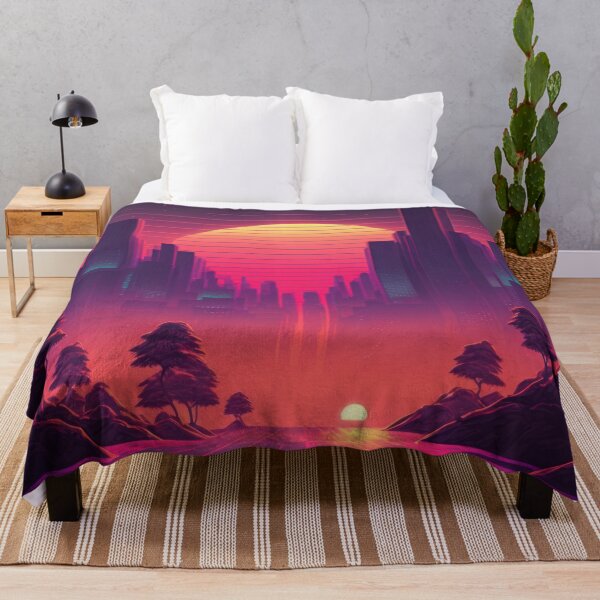 Item preview, Synth wave retro city landscape background at sunset designed and sold by Damian Sobczyk.