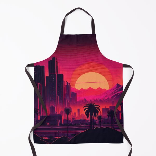Item preview, Synth wave retro city landscape background at sunset designed and sold by Damian Sobczyk.