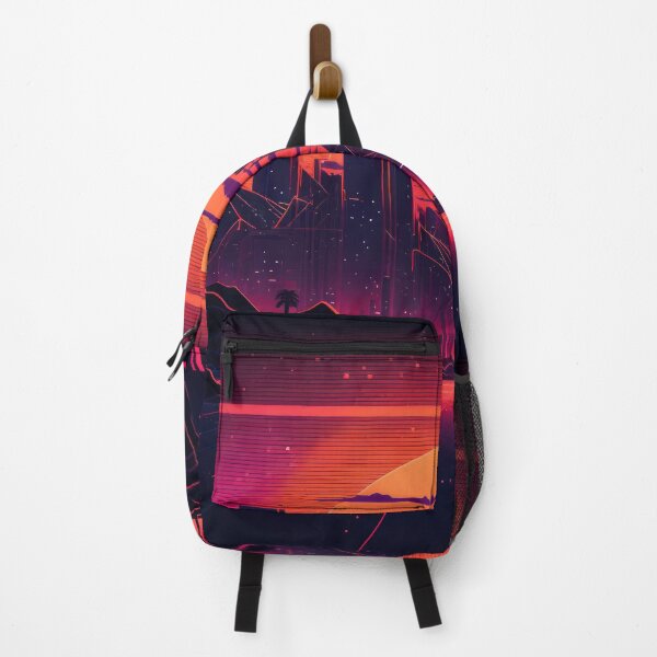 Item preview, Synth wave retro city landscape background at sunset designed and sold by Damian Sobczyk.