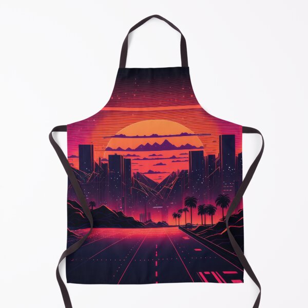Item preview, Synth wave retro city landscape background at sunset designed and sold by Damian Sobczyk.