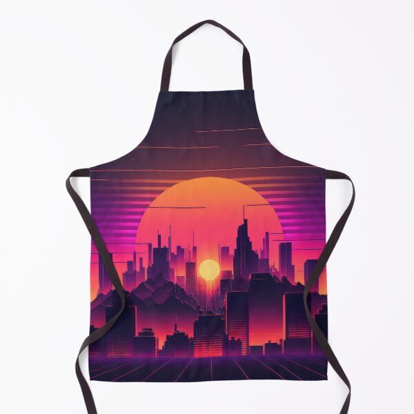 Item preview, Synth wave retro city landscape background at sunset designed and sold by Damian Sobczyk.