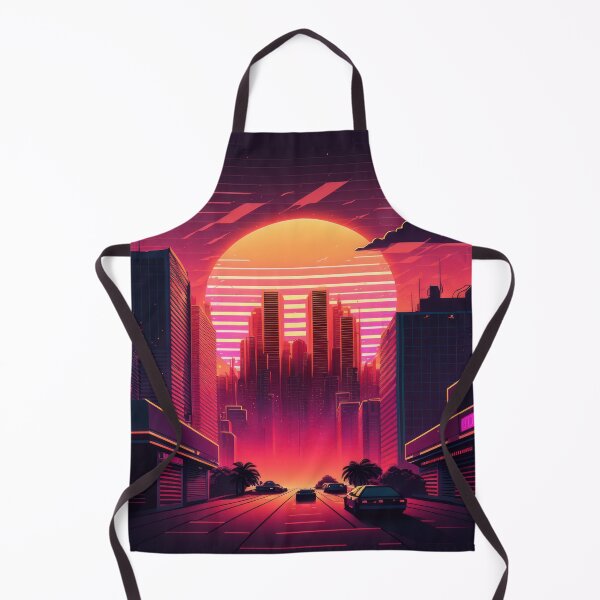 Item preview, Synth wave retro city landscape background at sunset designed and sold by Damian Sobczyk.