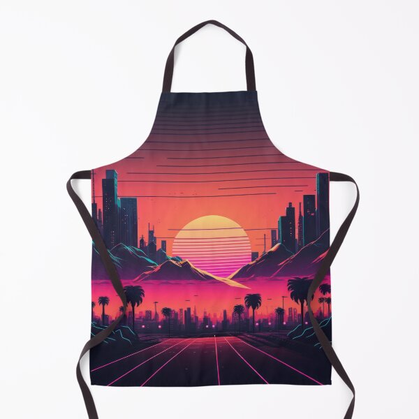Item preview, Synth wave retro city landscape background at sunset designed and sold by Damian Sobczyk.