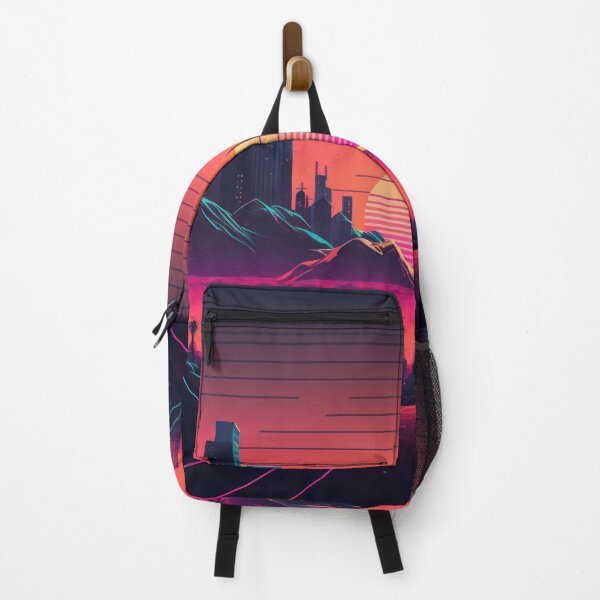 Item preview, Synth wave retro city landscape background at sunset designed and sold by Damian Sobczyk.