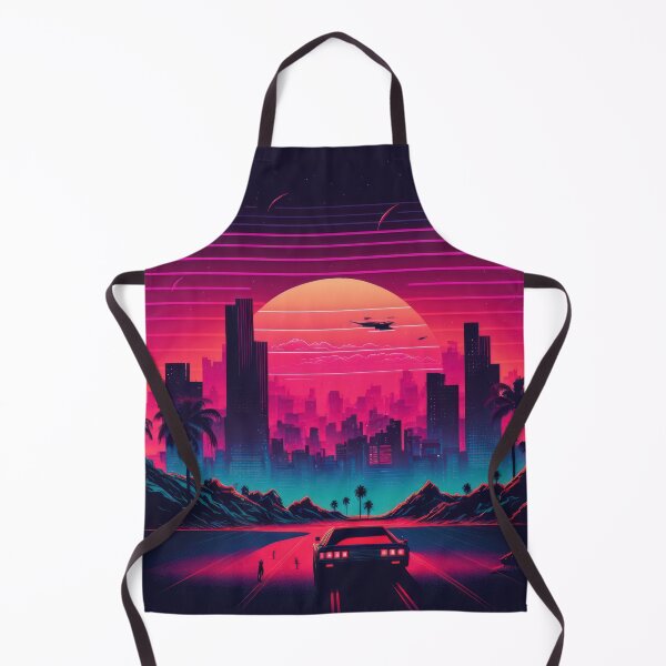 Item preview, Synth wave retro city landscape background at sunset designed and sold by Damian Sobczyk.